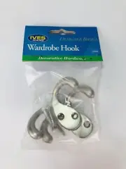 2x Ives Schlage Wardrobe Hooks Satin Nickel Robe Towel Brushed Silver Pair New