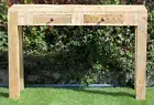 Natural Scandinavian Timber Carved Console Hallstand Sofa/ Entry Table Desk