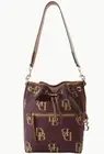 Dooney & Bourke Monogram Drawstring Shoulder Bag New With Tag Wine Color