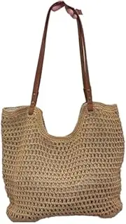 [AMWYKD] Straw Bag Hollow One-shoulder Cotton Woven Bag Lazy Hand-held Straw Woven Bag Beach Women's Bag Straw Bags