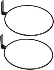 GREENADSCAPE 2pcs Wall Mounted Flower Pot Holder Ring Planter Rack for Indoor Outdoor Use Space Saving Design for Organizing and Displaying Potted Plants Stylish Black Hanging Hooks