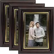 Esdallina 4x6 Picture Frames (3 Pack, Dark Brown) Rustic Designed Photo Frame Classic Simple Home Office Decor
