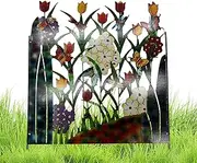 5 Decorative Garden Fence Panel | Courtyard Garden Iron Ornament Fence,Rustproof Garden Fencing Flower Dragonfly Stake Decor for Landscape, Trees, Flower Beds,