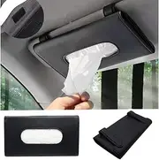 QianBao Car Tissue Holder, PU Leather Tissue Box, Hanging Paper Towel Clip, Sun Visor Napkin Holder, Car Visor Tissue Holder，Paper Towel Box（Black）