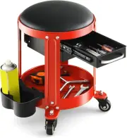Costway 150 Kg Capacity Workshop Creeper Seat, Rolling Mechanic Stool with Re...