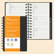 A6 Spiral Password Book with Alphabetical Tabs, Black, 576 Passwords Large Pr...