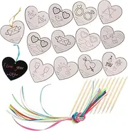 12 Sets Love Scratch Painting Heart Scratch Cards Scratch Craft Art Paper Scratch Paper Heart Hanging Decor Heart Scratch Tags Scratching DIY Crafts Scratch Off Cards Wood