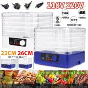 35-70℃ Food Dehydrator Fruit Dryer 5 Trays Jerky Maker 350W 22-26cm Adjustable