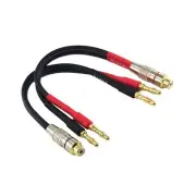 RCA Female to 2 Pair Banana 4Mm Banana Plugs Adapter 12AWG Speaker 2 Pack