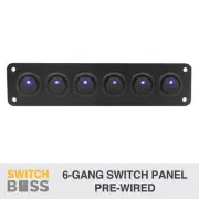 6 Gang Round Toggle Switch Panel - BLUE LED - PRE WIRED - 4x4 Boat Caravan Marin