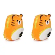 2x Adoramals 30cm Tiger Backpack Kids/Toddler Travel School Animal Plush Bag