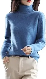 [Hamthuit] Women Casual Warm Jumper Sweater Women's High Neck Knitted Pullover Loose Warm Sweater
