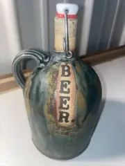 Hand Made Fired Clay 9” Beer Growler By Potter James Hand Signed