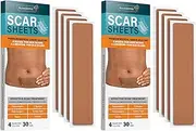NUVADERMIS Silicone Scar Sheets - Extra Long Scar Sheets for C-Section, Tummy Tuck, Keloid, and Surgical Scars - Reusable Medical Grade Silicone Scar Sheets - 2 Packs of 4 - Medium Tone