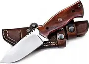 Custom Handmade Camping Knife Hand Forged Stainless Steel Fixed Blade Knife for Hunting, Skinning Outdoor Camping with Leather Sheath (HK-111)