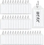 120 pcs White Plastic Key Tags Key Ring Labels Key Identifiers ID Tags Key Chain Tags for Luggage (White)