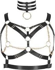 [BBOHSS] Women's Body Harness Bra Plus Size Hollow Frame Metal Chain Fashion Underwear Punk Gothic Halloween Dance Costume