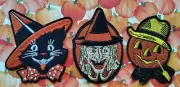 Halloween Classic WITCH, CAT & PUMPKIN Patches SET Beistle Vintage Style