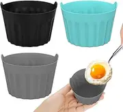 Egg Poacher Cups - 3 Pieces Silicone Heat Resistant Poached Egg Maker | Non Sticky Egg Poaching Cooker Cups | Air Fryer Egg Poacher for Air Fryer, Microwave Oven