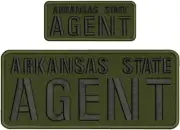 ARKANSAS STATE AGENT EMBROIDERY PATCH 4X10'and 2x5 hook ON BACK BLACK OD GRE