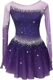 [Zagitova] Ice Figure Skating Dress for Women Gradient Open Back Girls Competition Dance Costume with Shiny Rhinestone