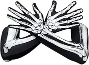 [Wedhapy] Halloween Skeleton Gloves Long Arm Skull Claw Ghost Bone Gloves for Halloween Cosplay Party Props Halloween Party Favors, Black&white, Black&White
