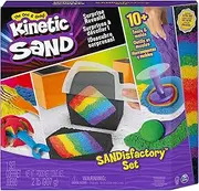 Kinetic Sand, Sandisfactory Set with 2lbs of Colored and Black Kinetic Sand, Includes Over 10 Tools, Made with Natural Sand, Play Sand Sensory Toys for Kids Aged 3 and Up