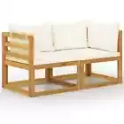 2-Seater Garden Bench with Cushions Outdoor Patio Wooden Seat Chair Solid Wood