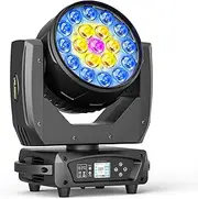 19X15W Wash LED Moving Head RGBW Zoom Beam Effect Professional Stage Light 4 Control Modes LED Partylight DMX512 for Stage Concert Bar Festival Mariage