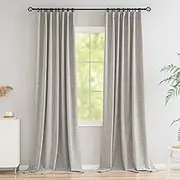 Novecozy - Cortinas 100% opacas de 108 pulgadas de largo, cortinas de lino con aislamiento térmico para recámara/sala de estar, bolsillo para barra/pestaña trasera, cinturón de gancho/clips de anillo