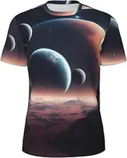 [DRTGEDS] Space Planet Men's Mesh Short Sleeve Round Neck T Shirts Party Tops for Beach Gatherings, Black, 5X-Large