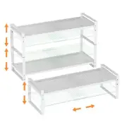 Expandable Spice Rack, Stackable Cabinet Shelf Organizers, Countertop Storage...