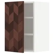 METOD wall cabinet with shelves, white Hasslarp/brown patterned, 40x37x60 cm