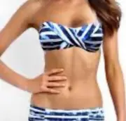 Seafolly Inked Stripe Carribean Bandeau Bikini Size 12 (brand new) RRP $260