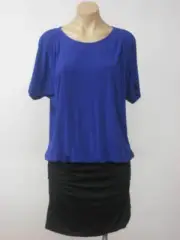 DKNY Black Stretch Drop Down Mini Dress L Large NWT $295