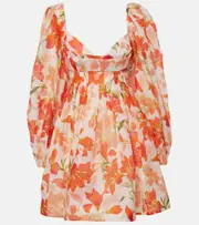 [Zimmermann] Zimmermann Tranquillity floral linen and silk minidress AU 6 multicoloured