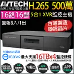 【KINGNET】AVTECH 監控主機 5MP 五百萬 16路16聲 H.265 四硬碟 台製 AVZ4017AV-U1