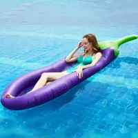 在飛比找樂天市場購物網優惠-超大充氣茄子浮床浮排成人兒童水上漂網格布游泳圈 漂浮躺椅氣墊