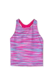 Lands' End Girls Plus Chlorine Resistant Racer Back Tankini Swim Top in Blurred Wave Purple at Nordstrom, Size Medium