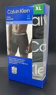 Calvin Klein Mens 3-Pack Micro Rib Boxer Brief Black/Dark Grey/Light Grey (XL)