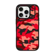 iPhone 16 Pro Impact Ring Stand Case MagSafe Compatible Camo Over - Red