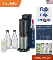 Aqua Fizz Sparkling Water Machine Black with Co2 & Glass Carafes