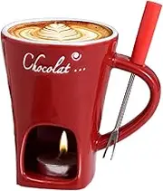 Chocolate Fondue Mug Set - Hot Pot Ceramic Melting Cup Chocolate Fondue Mug,Butter Warmer Heating Tea Light Melting Pot for Candy & Caramel