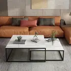 2 Pack Nesting Coffee Table Large 60cm 70cm Marble Top Living Room Display Table