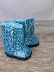 Boots, Sassy Sparking Turquoise Sequin Boots, Fits American Girl Dolls