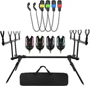 Adjustable Retractable Carp Fishing Rod Stand with Bite Alarms Swingers