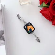 For Apple Watch 8 /7 /SE /6 /5 /4 /3 /2 /1 Ultra Bling Rhinestones Bracelet Strap Wristband (42mm 44mm 45mm 49mm - Silver)