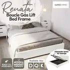 Boucle Fabric Upholstered Gas Lift Bed Frame Bed Base Storage Double Queen King