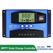 12V/24V Solar Panel Battery Regulator Charge Controller 30A -100A MPPT Dual USB