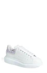 McQueen Oversized Crystal Embellished Sneaker in White/White/Crystal at Nordstrom, Size 7Us